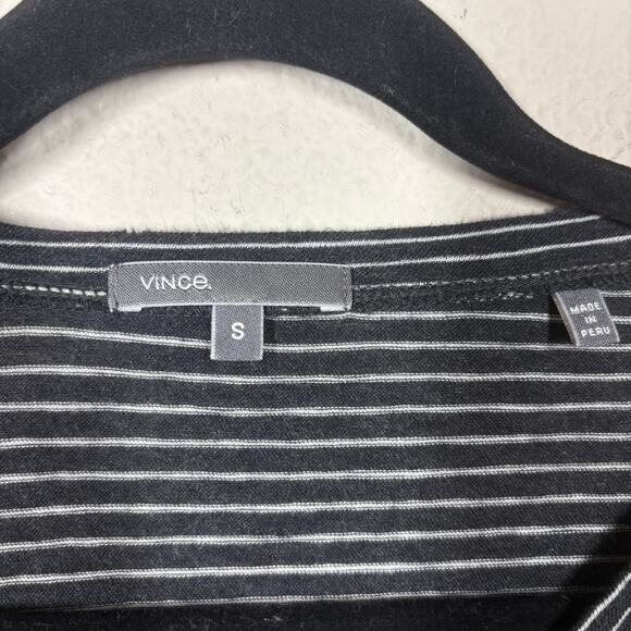 Vince Size Small Crew Neck Sweatshirt Black Cotton Striped Long Sleeves Peru - Picture 7 of 9